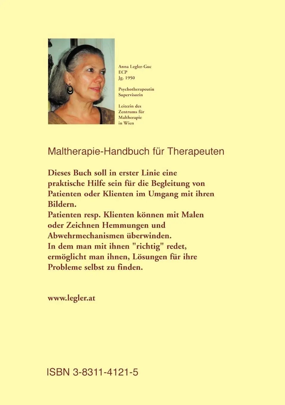 Rückseite: 9783831141210 | Maltherapie-Handbuch für Therapeuten | Anna Legler-Guc | Taschenbuch