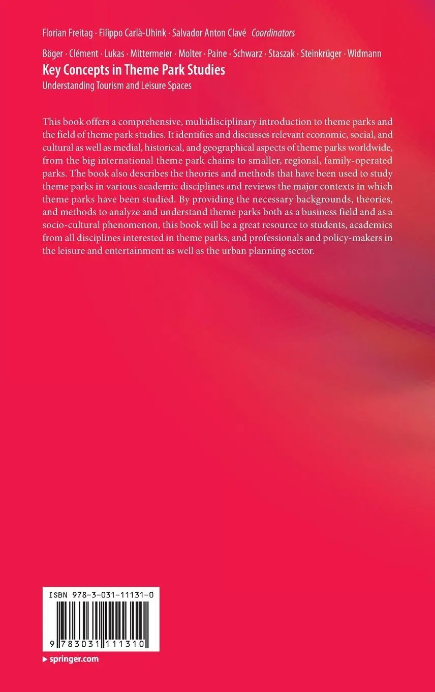 Rückseite: 9783031111310 | Key Concepts in Theme Park Studies | Salvador Anton Clavé (u. a.)