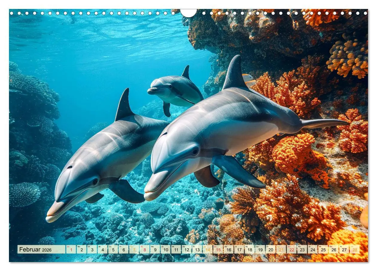 Bild: 9783457461310 | Delfine - schlaue Jäger (Wandkalender 2026 DIN A3 quer), CALVENDO...