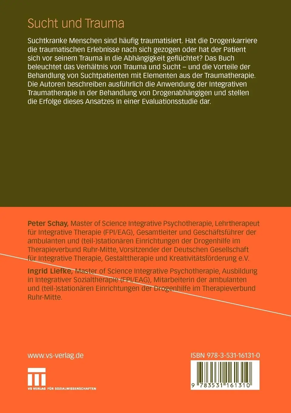 Rückseite: 9783531161310 | Sucht und Trauma | Integrative Traumatherapie in der Drogenhilfe