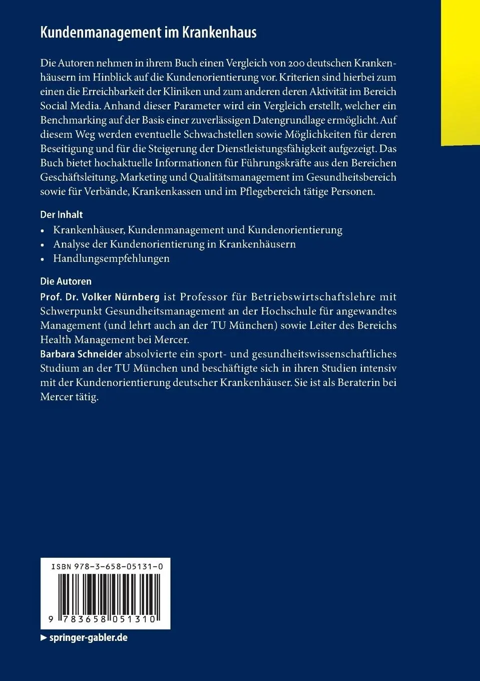 Rückseite: 9783658051310 | Kundenmanagement im Krankenhaus | Service - Qualität - Erreichbarkeit