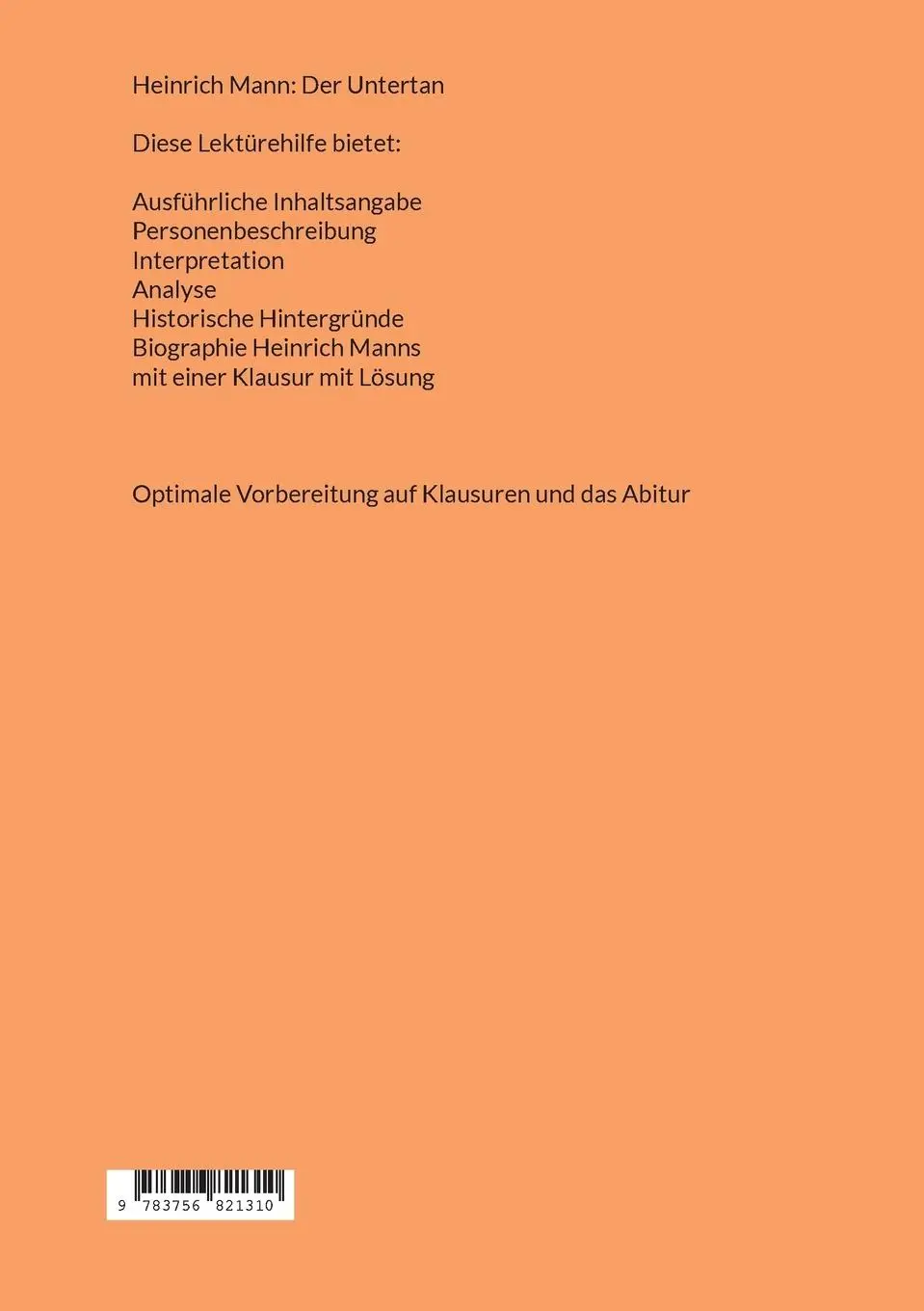 Rückseite: 9783756821310 | Heinrich Mann: Der Untertan | Charlotte Pastiche | Taschenbuch | 2022