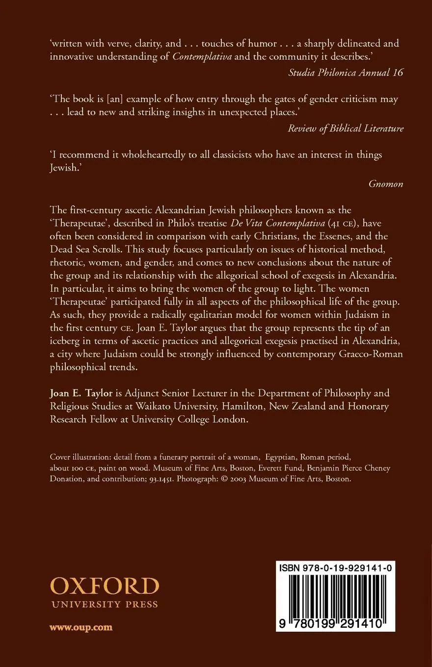 Rückseite: 9780199291410 | Jewish Women Philosophers of First-Century Alexandria | Joan Taylor