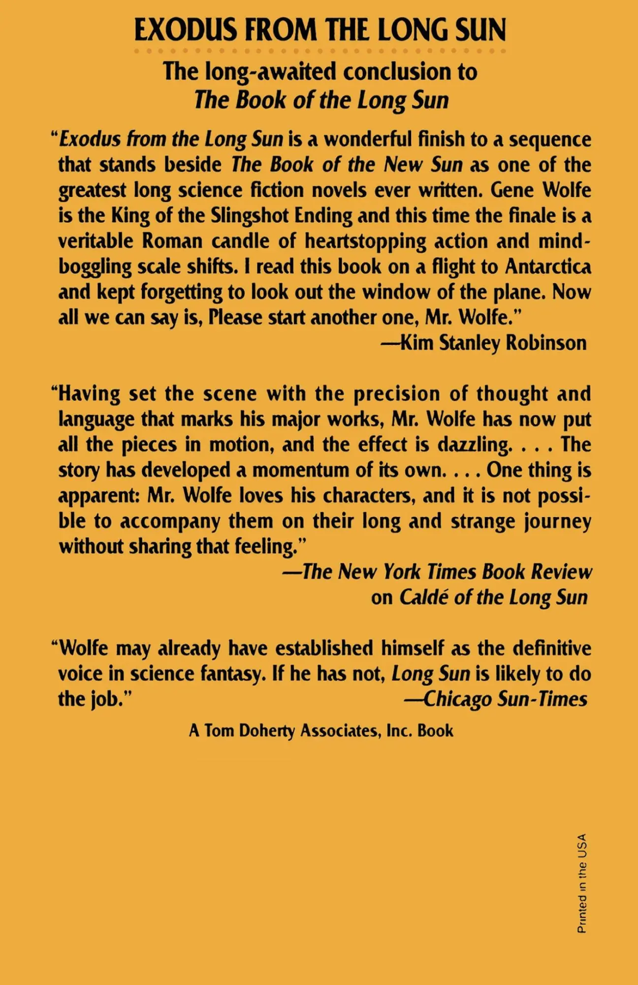 Rückseite: 9780765331410 | Exodus from the Long Sun | Gene Wolfe | Taschenbuch | Englisch | 1997