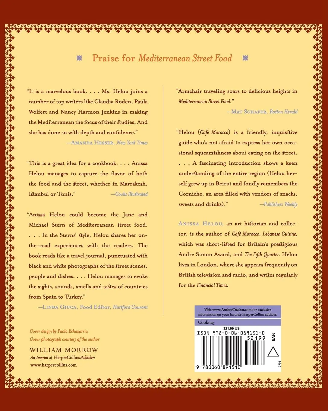 Rückseite: 9780060891510 | Mediterranean Street Food | Anissa Helou | Taschenbuch | Englisch