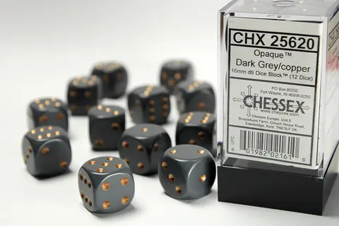 Cover: 601982021610 | Opaque 16mm d6 Dark Grey/copper Dice Block™ (12 dice) | deutsch