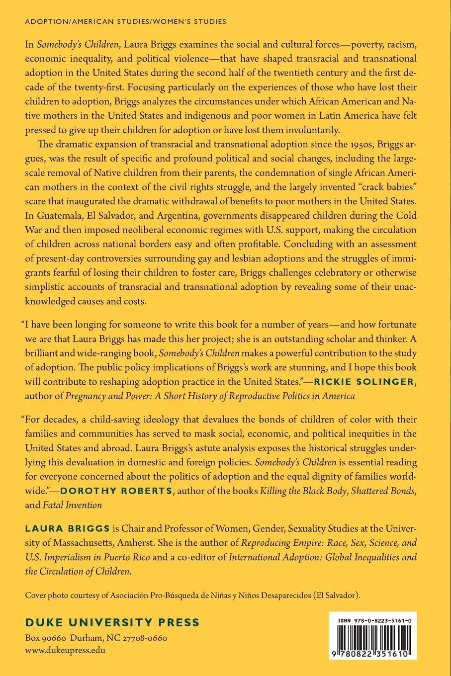 Rückseite: 9780822351610 | Somebody's Children | Laura Briggs | Taschenbuch | Englisch | 2012