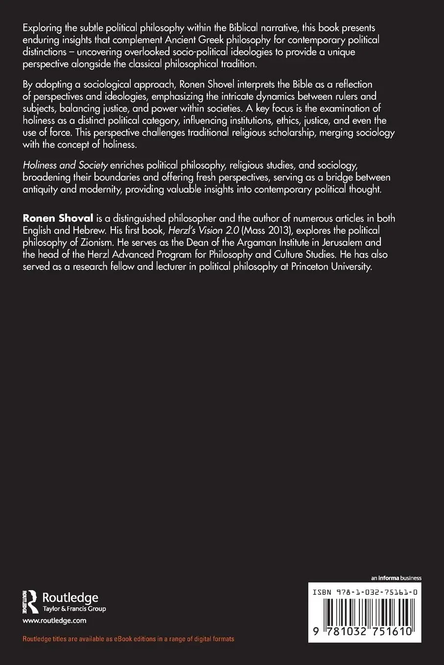 Rückseite: 9781032751610 | Holiness and Society | Ronen Shoval | Taschenbuch | Englisch | 2024