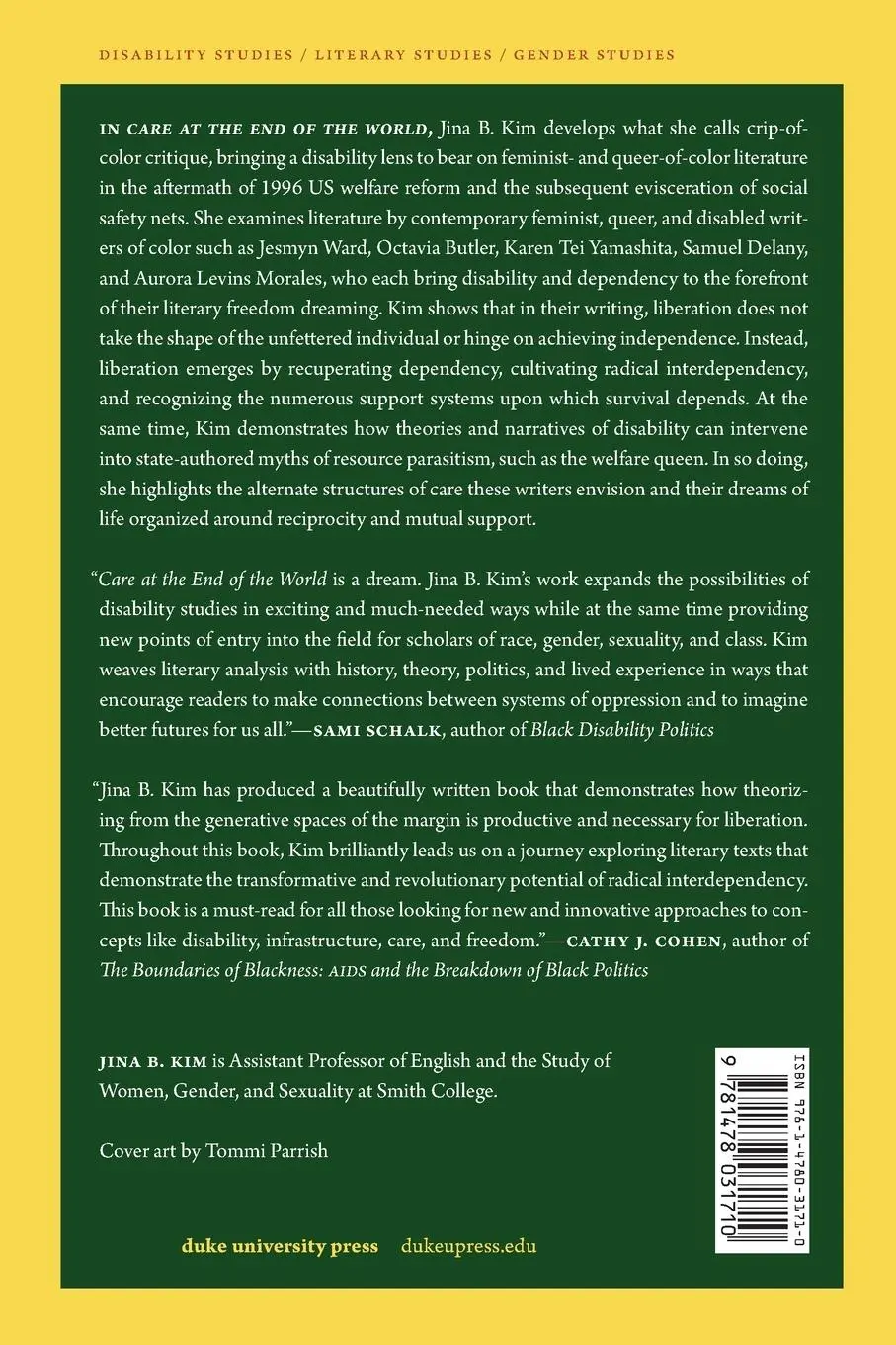 Rückseite: 9781478031710 | Care at the End of the World | Jina B Kim | Taschenbuch | Englisch