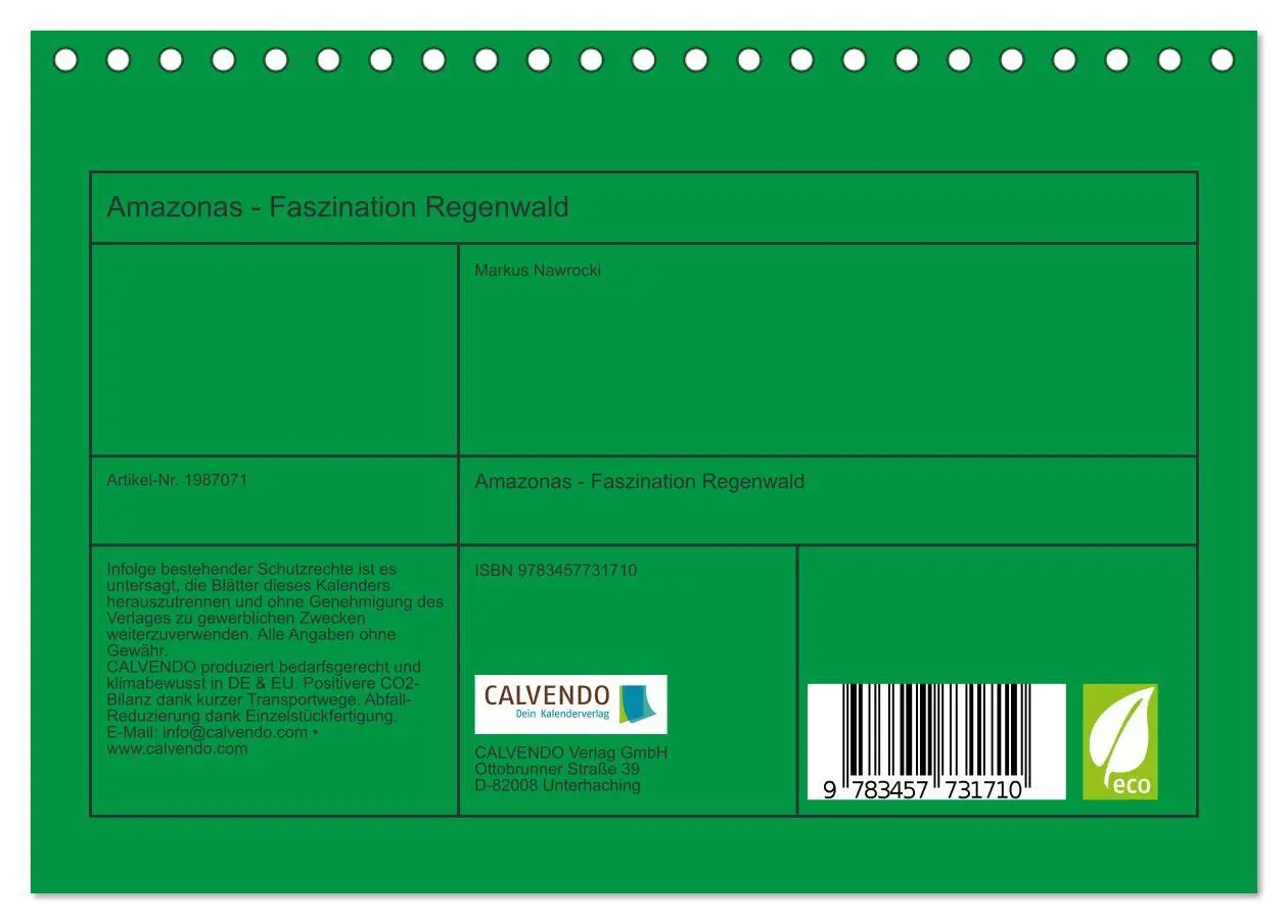 Bild: 9783457731710 | Amazonas - Faszination Regenwald (Tischkalender 2026 DIN A5 quer),...