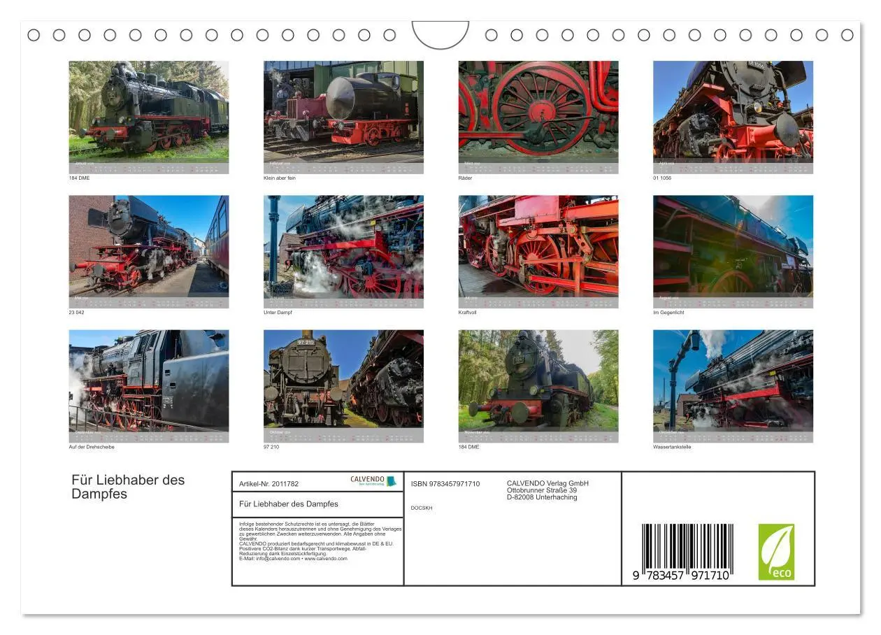 Bild: 9783457971710 | Für Liebhaber des Dampfes (Wandkalender 2026 DIN A4 quer), CALVENDO...