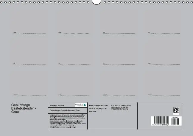 Bild: 9783660441710 | Geburtstags - Bastelkalender - Grau (Wandkalender immerwährend DIN...