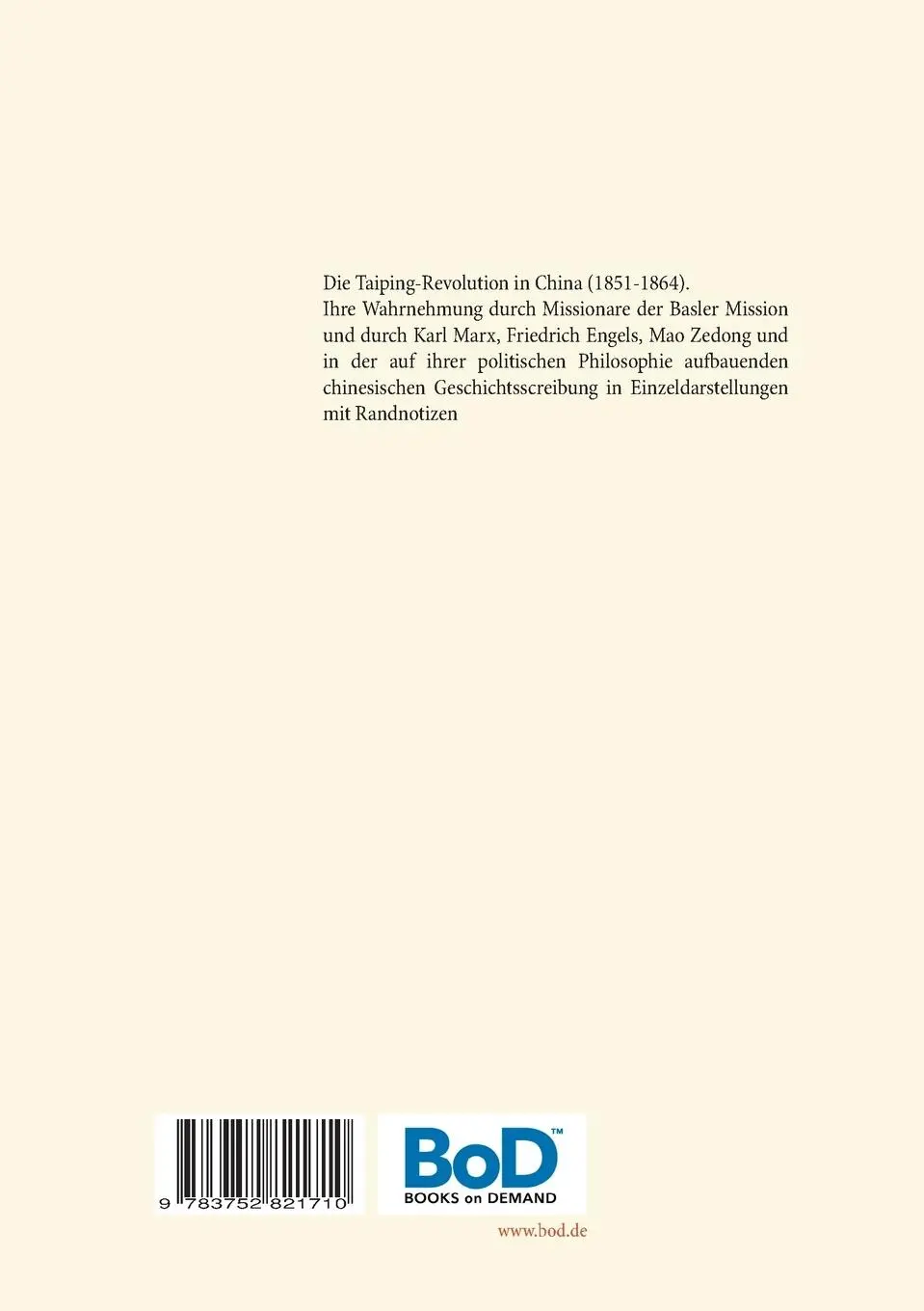 Rückseite: 9783752821710 | Die Taiping-Revolution in China (1851-1864) | Karl-Fritz Daiber | Buch