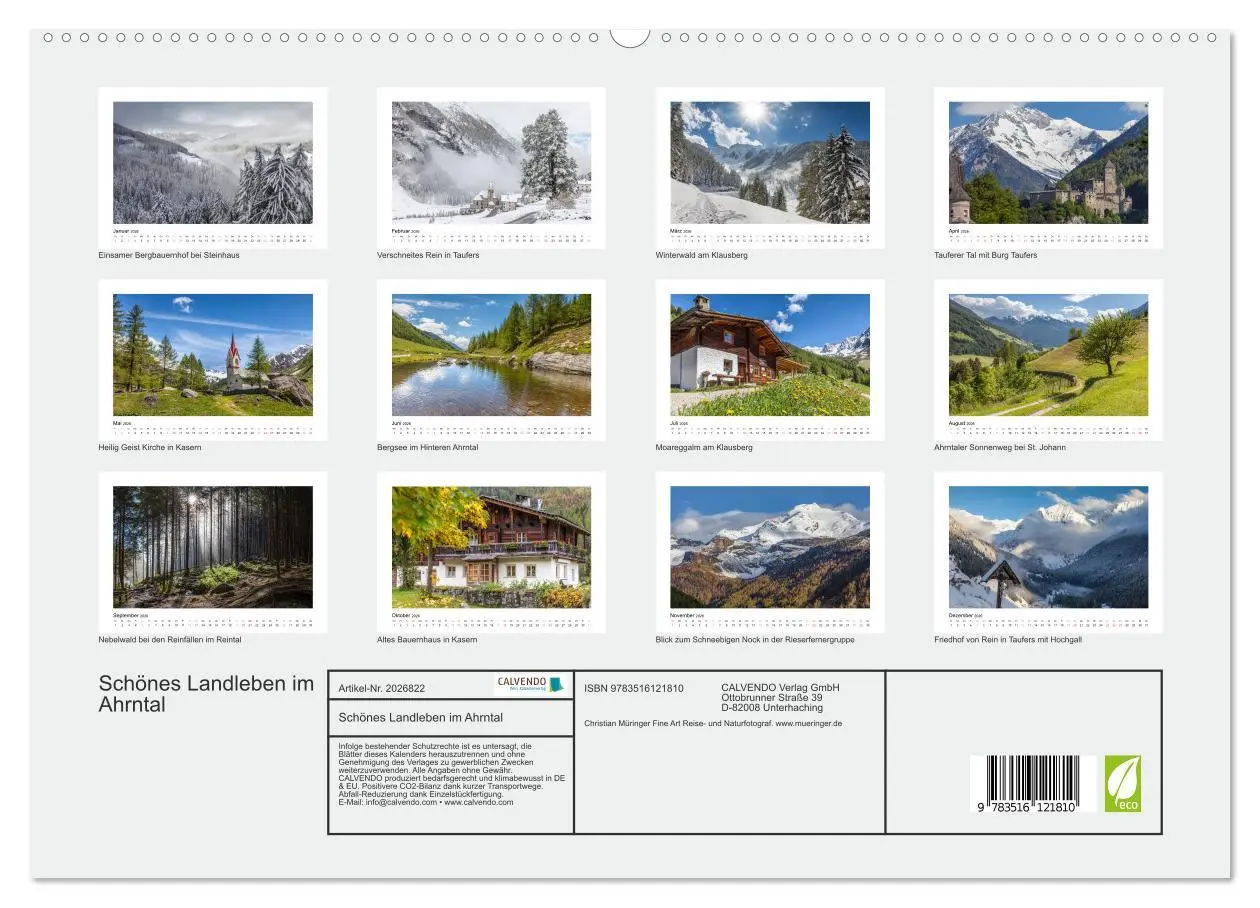 Bild: 9783516121810 | Schönes Landleben im Ahrntal (hochwertiger Premium Wandkalender...