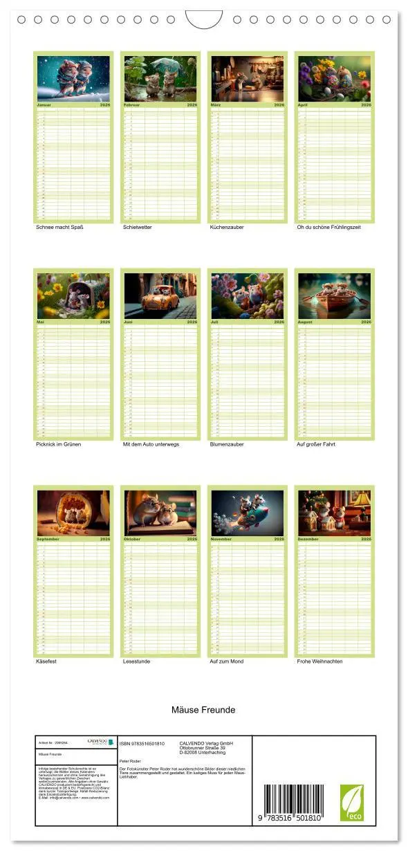 Bild: 9783516501810 | Familienplaner 2026 - Mäuse Freunde mit 5 Spalten (Wandkalender, 21...