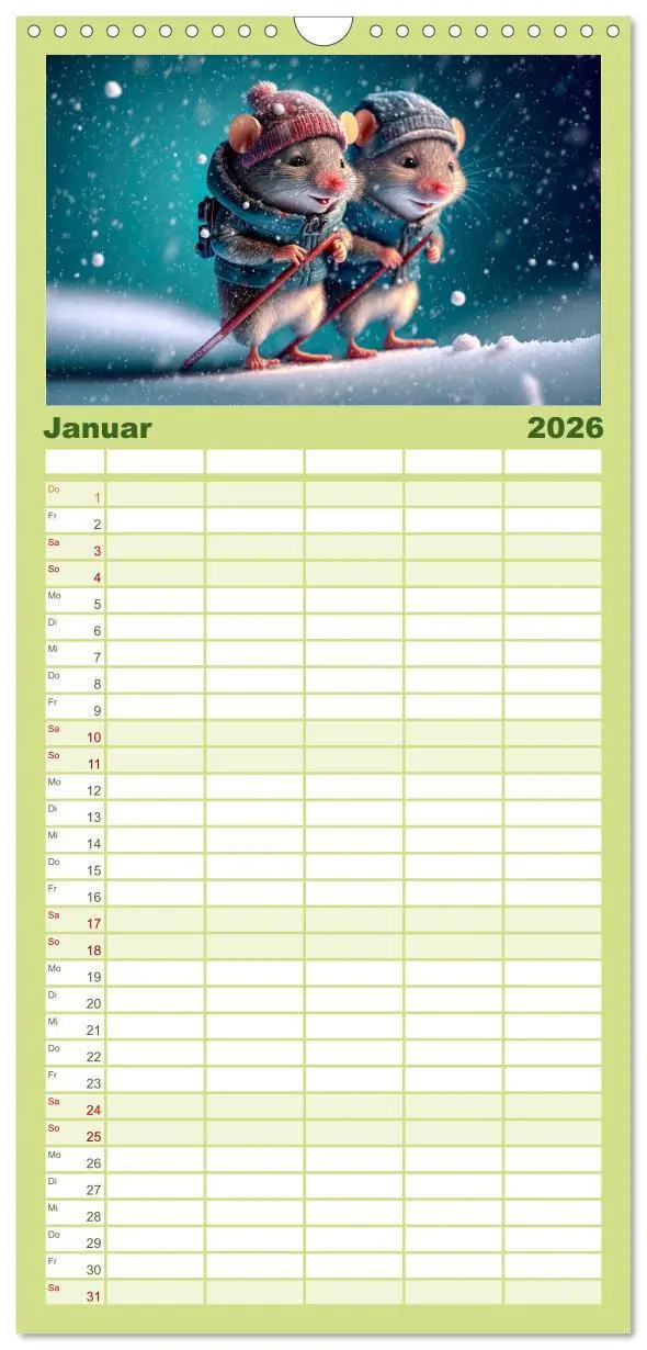 Bild: 9783516501810 | Familienplaner 2026 - Mäuse Freunde mit 5 Spalten (Wandkalender, 21...