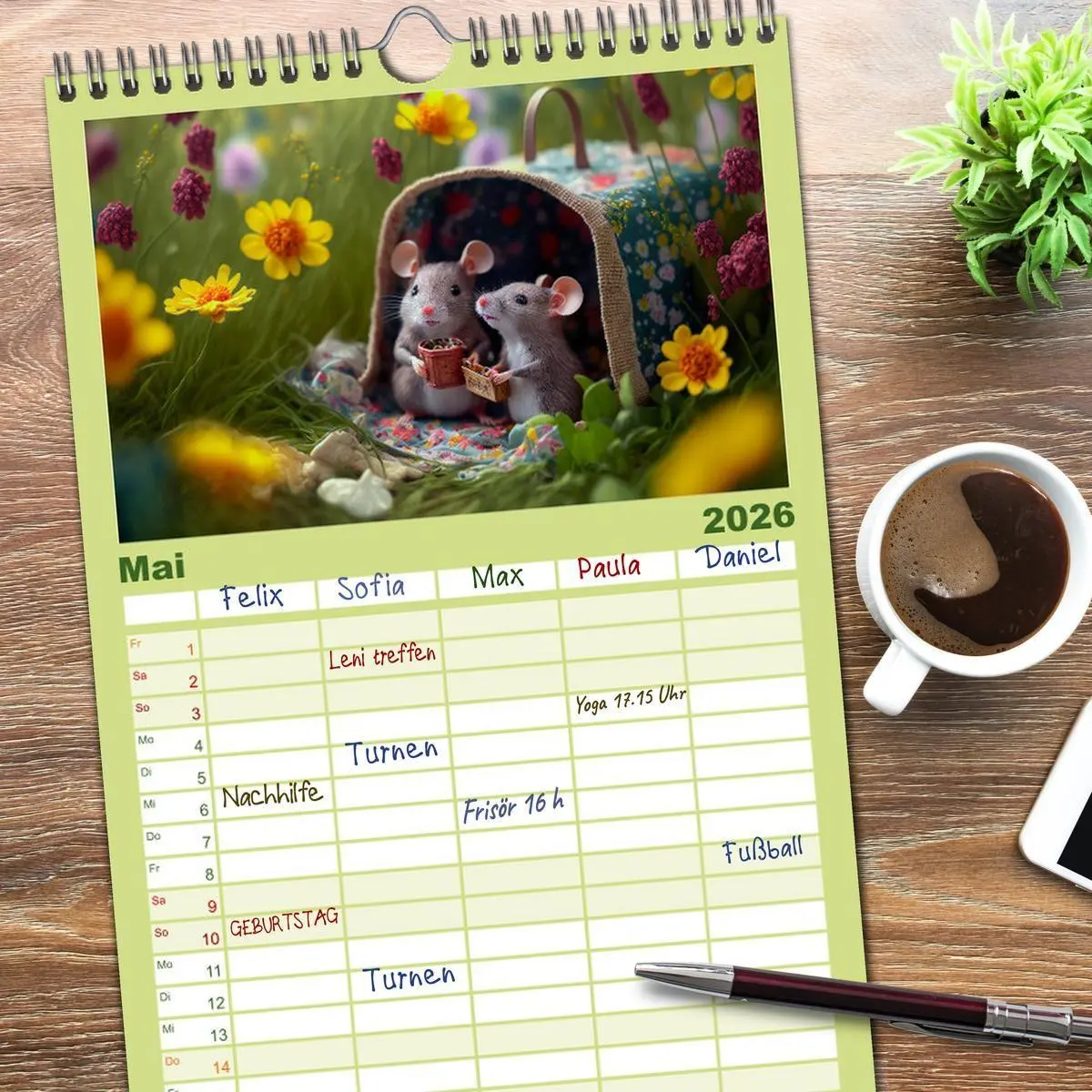 Bild: 9783516501810 | Familienplaner 2026 - Mäuse Freunde mit 5 Spalten (Wandkalender, 21...