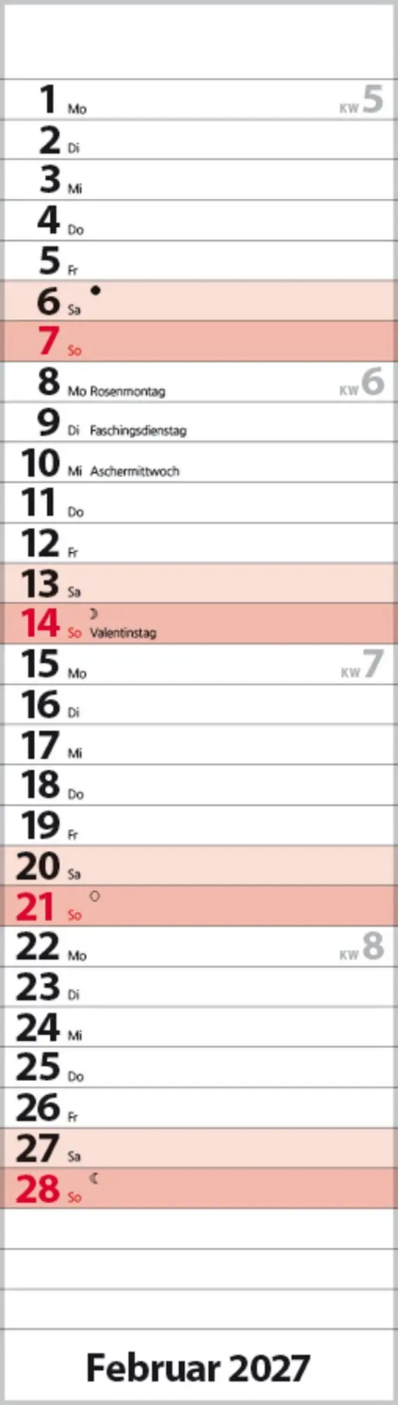 Bild: 9783819301810 | Streifenplaner Mini Rot 2027 | Verlag Korsch | Kalender | 13 S. | 2027