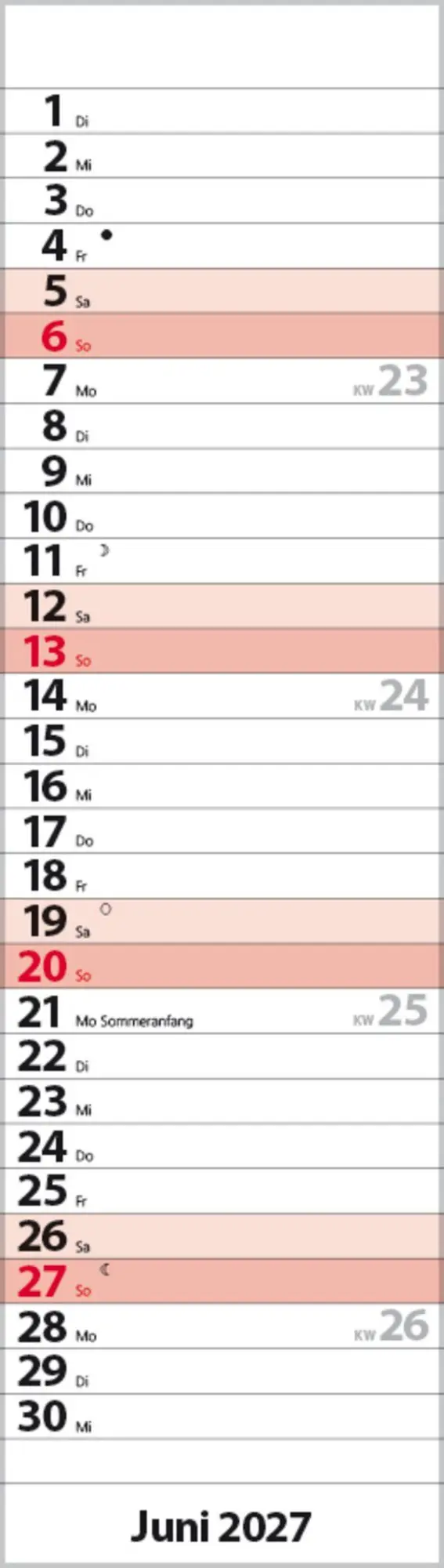 Bild: 9783819301810 | Streifenplaner Mini Rot 2027 | Verlag Korsch | Kalender | 13 S. | 2027