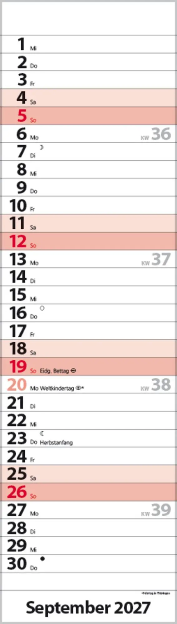 Bild: 9783819301810 | Streifenplaner Mini Rot 2027 | Verlag Korsch | Kalender | 13 S. | 2027