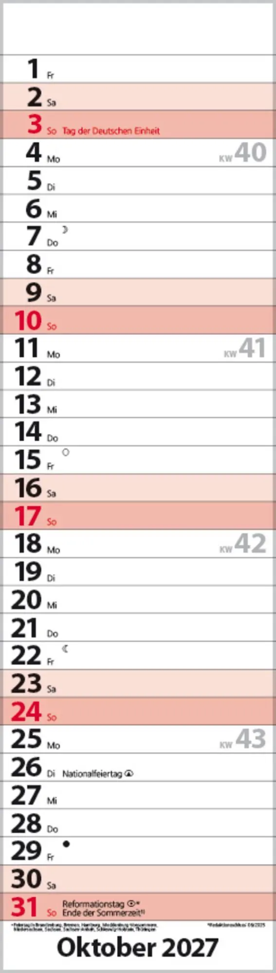 Bild: 9783819301810 | Streifenplaner Mini Rot 2027 | Verlag Korsch | Kalender | 13 S. | 2027