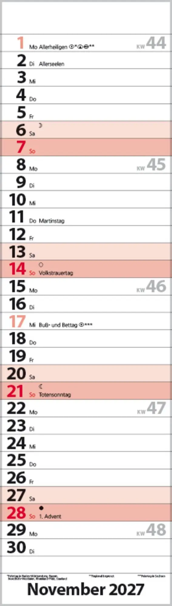 Bild: 9783819301810 | Streifenplaner Mini Rot 2027 | Verlag Korsch | Kalender | 13 S. | 2027
