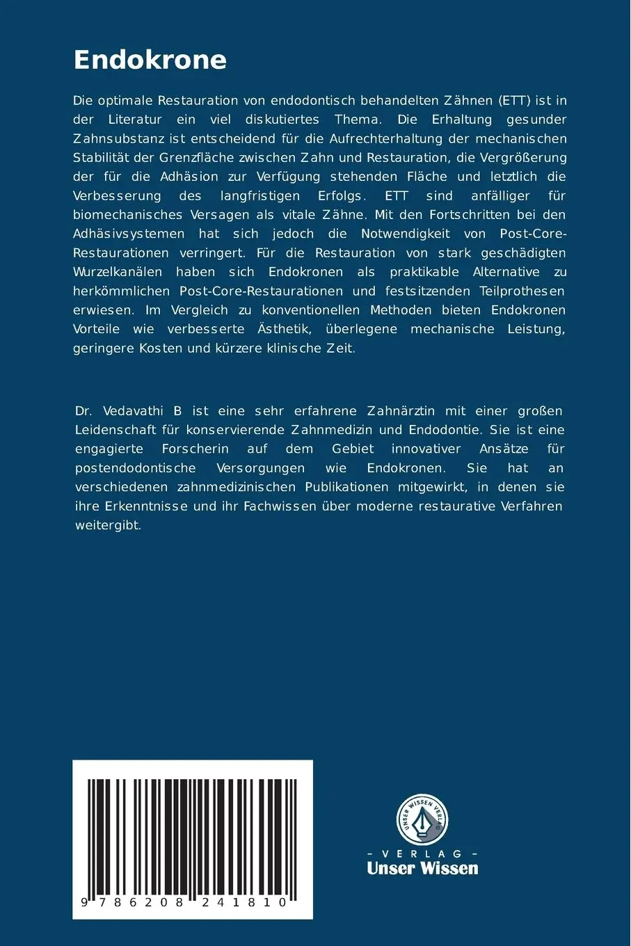 Rückseite: 9786208241810 | Endokrone | Vedavathi B. (u. a.) | Taschenbuch | Paperback | 80 S.