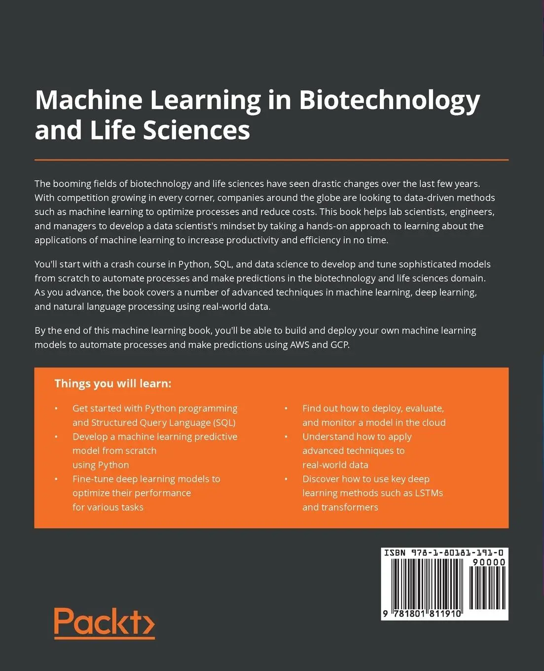 Rückseite: 9781801811910 | Machine Learning in Biotechnology and Life Sciences | Saleh Alkhalifa