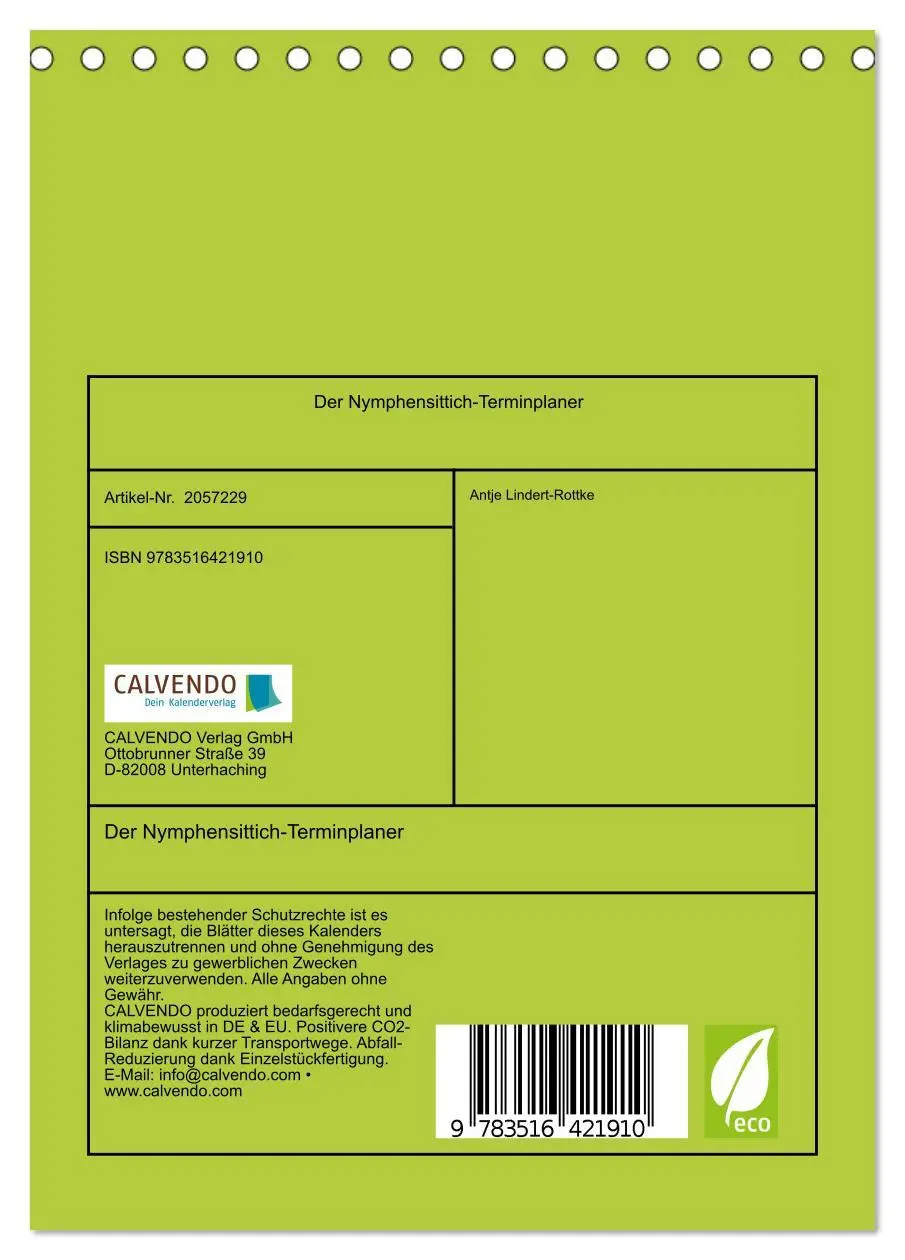 Bild: 9783516421910 | Der Nymphensittich-Terminplaner (Tischkalender 2026 DIN A5 hoch),...