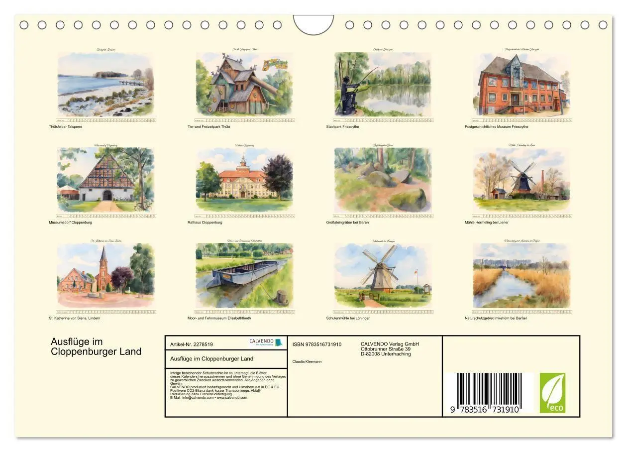 Bild: 9783516731910 | Ausflüge im Cloppenburger Land (Wandkalender 2026 DIN A4 quer),...