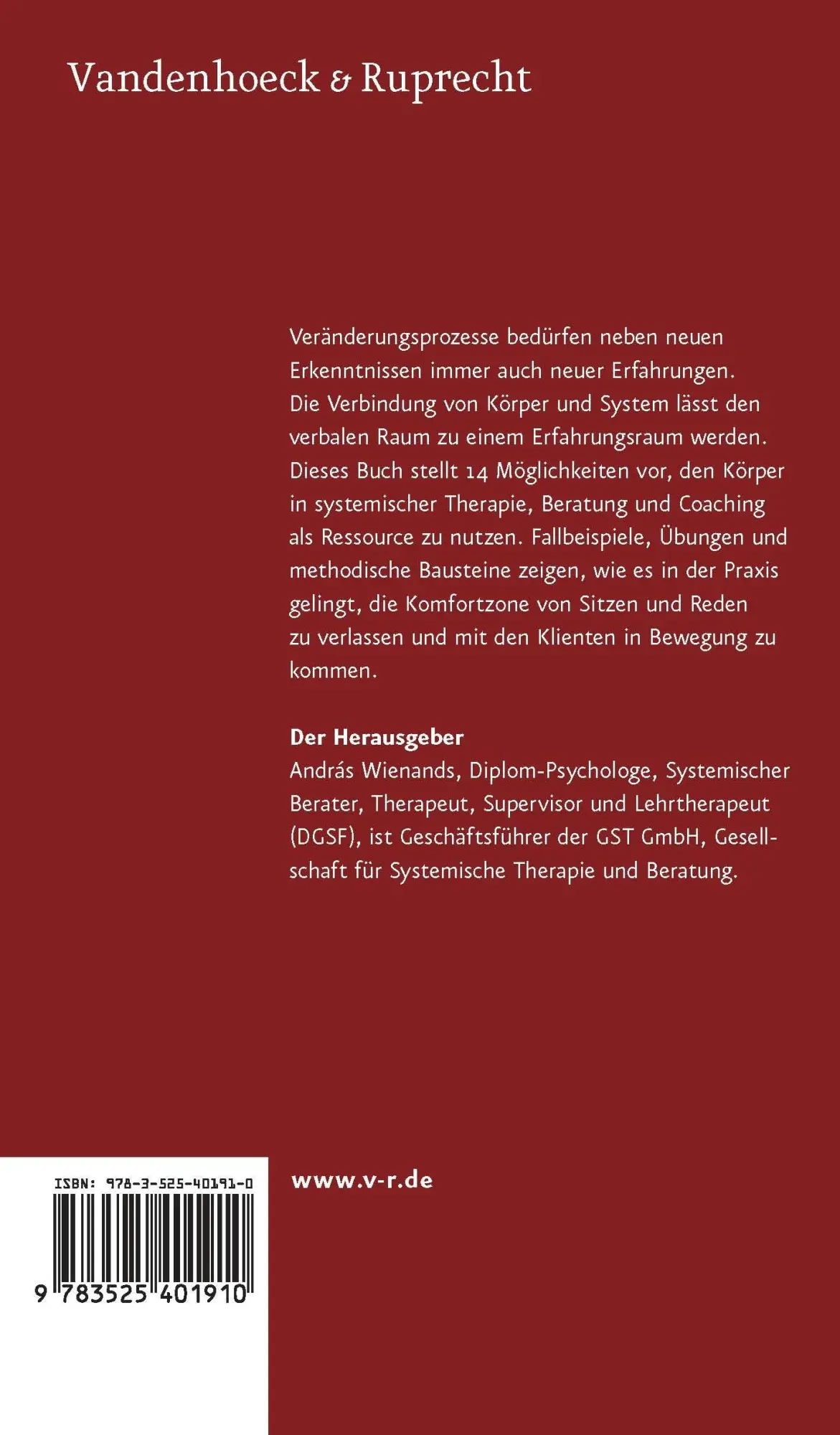 Rückseite: 9783525401910 | System und Körper | András Wienands | Taschenbuch | 245 S. | Deutsch