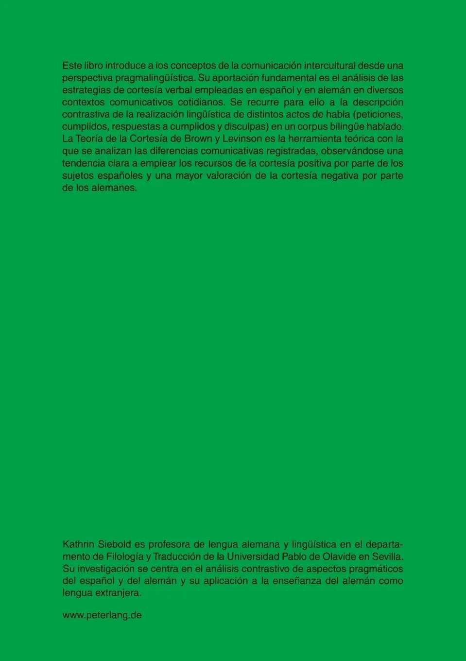 Rückseite: 9783631571910 | Actos de habla y cortesía verbal en español y en alemán | Siebold