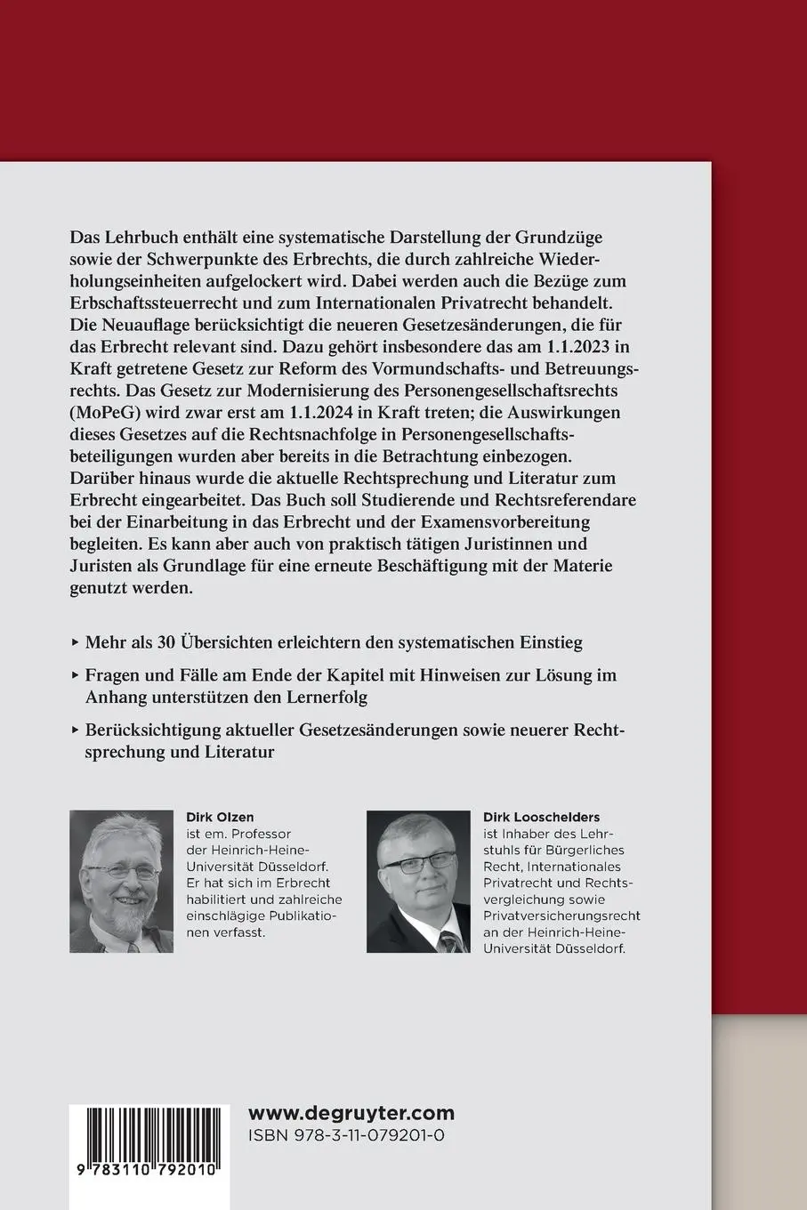 Rückseite: 9783110792010 | Erbrecht | Dirk Olzen (u. a.) | Taschenbuch | De Gruyter Studium