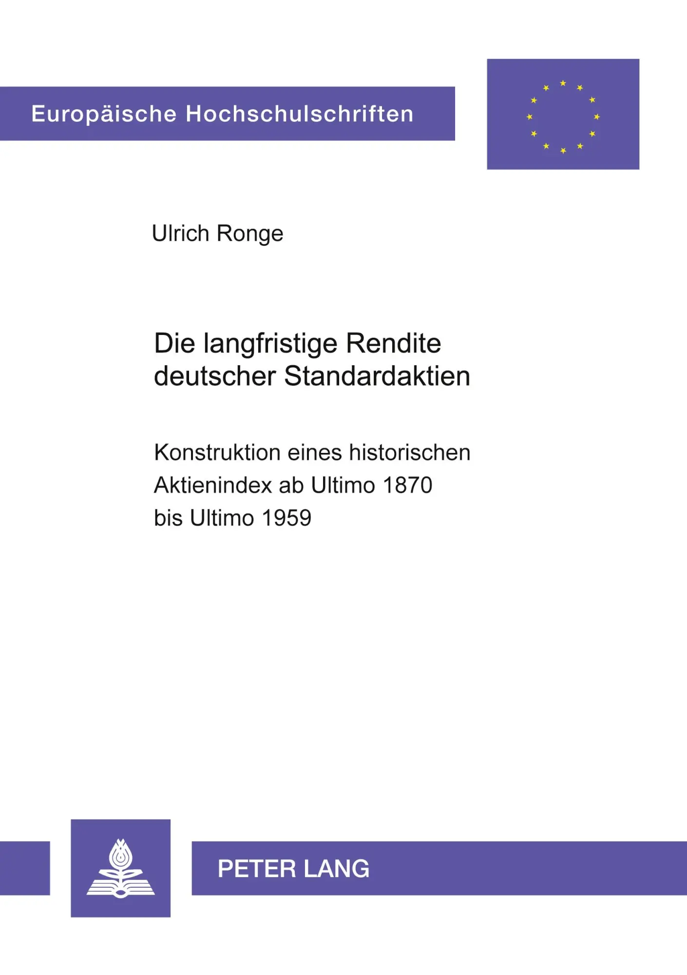Cover: 9783631392010 | Die langfristige Rendite deutscher Standardaktien | Ulrich Ronge