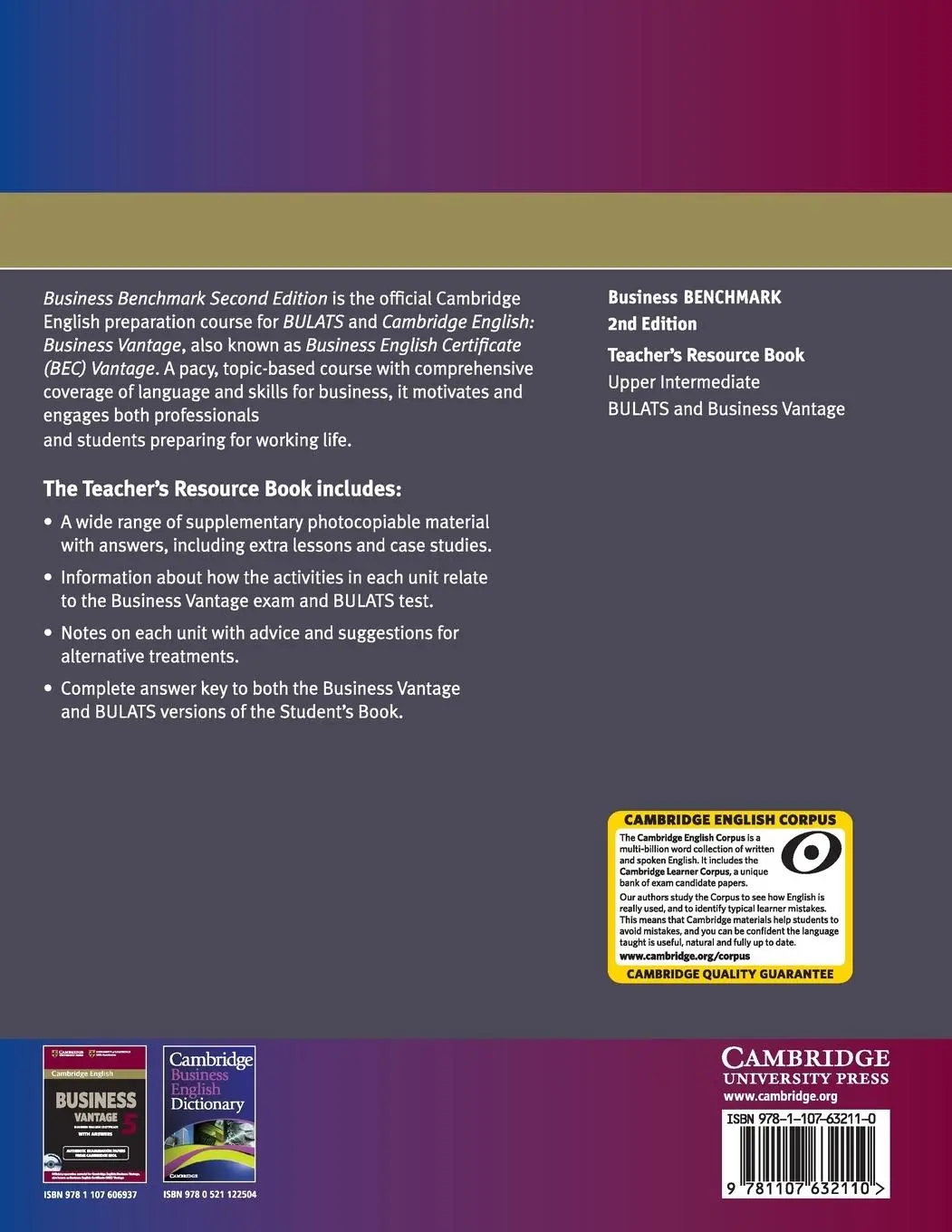 Rückseite: 9781107632110 | Business Benchmark Upper Intermediate | Guy Brook-Hart | Taschenbuch