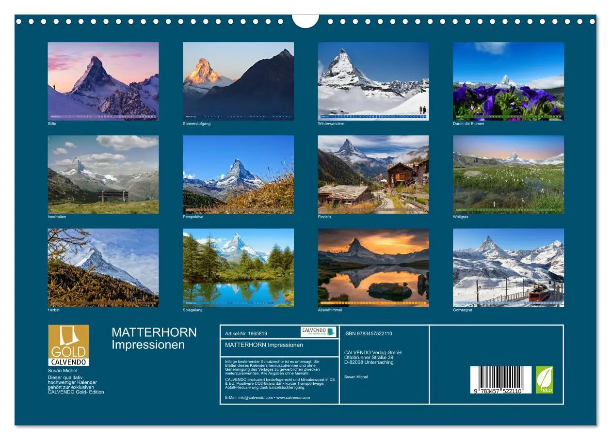 Bild: 9783457522110 | MATTERHORN Impressionen (Wandkalender 2026 DIN A3 quer), CALVENDO...
