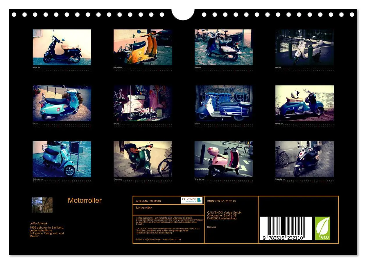 Bild: 9783516232110 | Motorroller (Wandkalender 2026 DIN A4 quer), CALVENDO Monatskalender