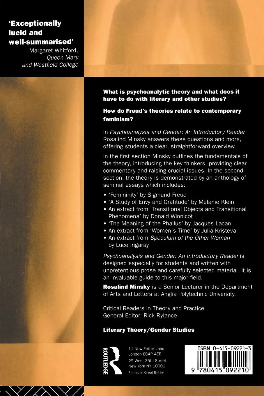 Rückseite: 9780415092210 | Psychoanalysis and Gender | An Introductory Reader | Rosalind Minsky