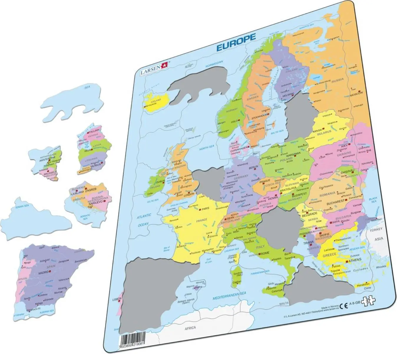 Cover: 7023852112410 | Puzzle - Europa (political / engl.) | Puzzle | 2021 | Larsen