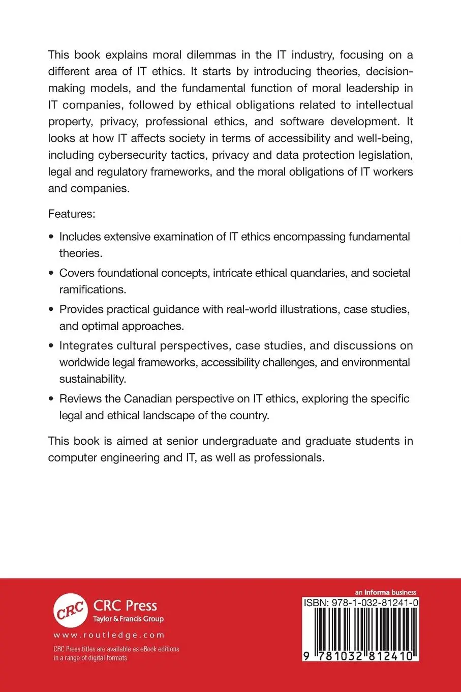Rückseite: 9781032812410 | Information Technology Ethics | Hamed Taherdoost | Taschenbuch | 2025