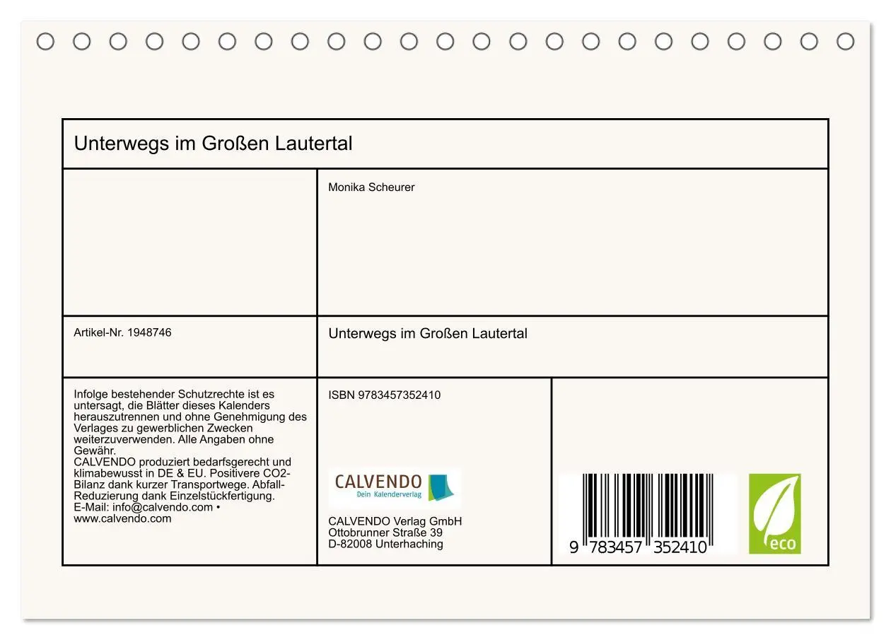 Bild: 9783457352410 | Unterwegs im Großen Lautertal (Tischkalender 2026 DIN A5 quer),...