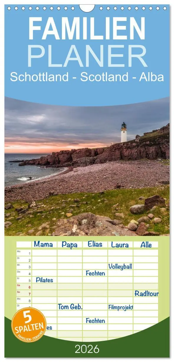 Cover: 9783516512410 | Familienplaner 2026 - Schottland - Scotland - Alba mit 5 Spalten...