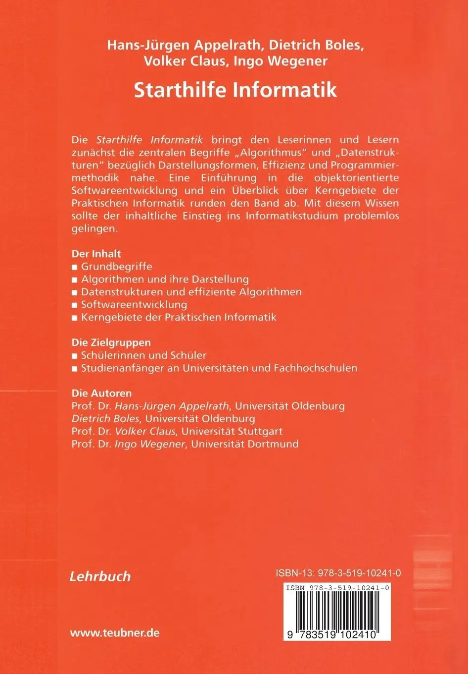 Rückseite: 9783519102410 | Starthilfe Informatik | Hans-Jürgen Appelrath (u. a.) | Taschenbuch