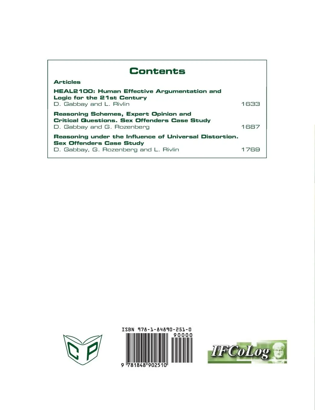 Rückseite: 9781848902510 | Ifcolog Journal of Logics and their Applications. Volume 4, number...