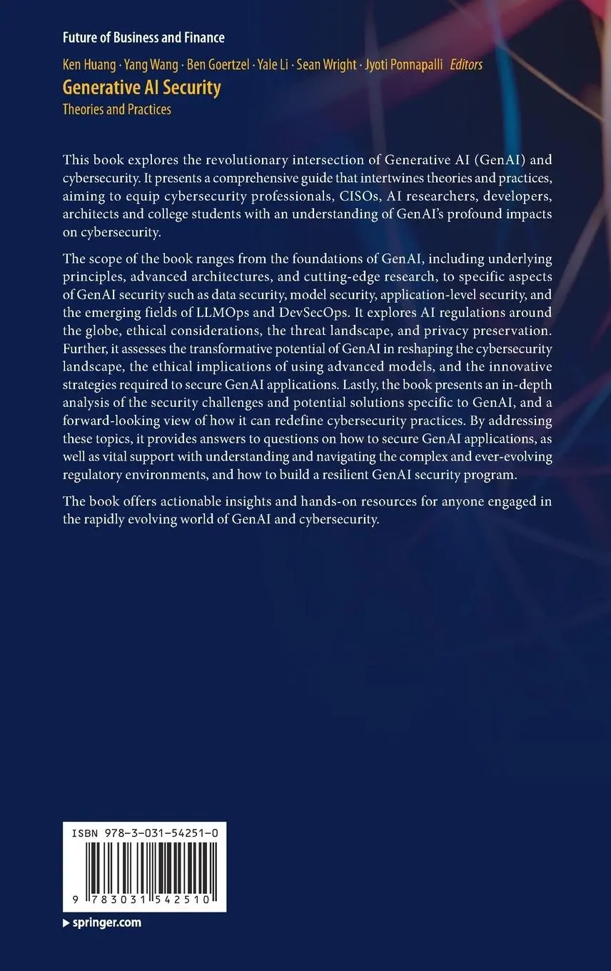Rückseite: 9783031542510 | Generative AI Security | Theories and Practices | Ken Huang (u. a.)