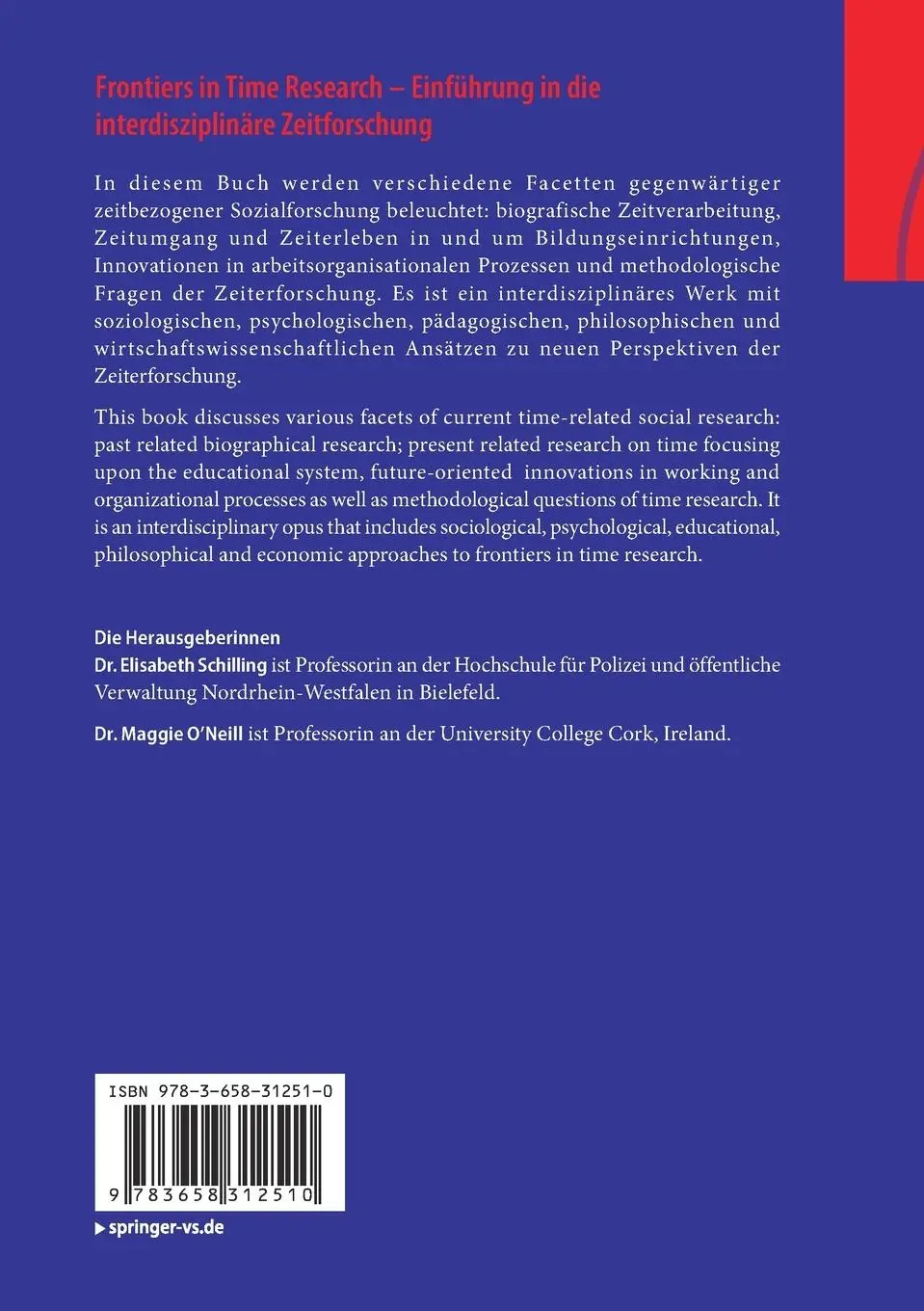 Rückseite: 9783658312510 | Frontiers in Time Research - Einführung in die interdisziplinäre...