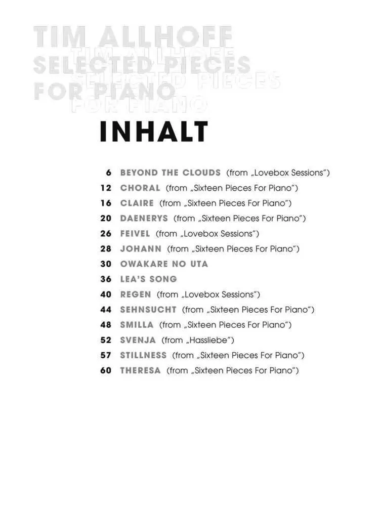 Bild: 9783954562510 | Tim Allhoff: Selected Pieces For Piano | Bosworth Edition | Buch