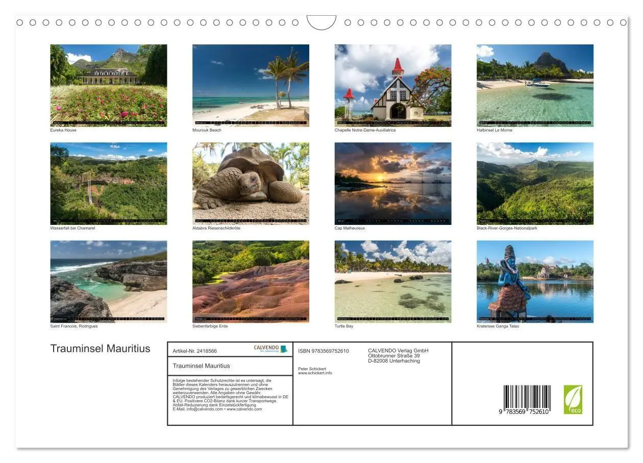 Bild: 9783569752610 | Trauminsel Mauritius (Wandkalender 2027 DIN A3 quer), CALVENDO...