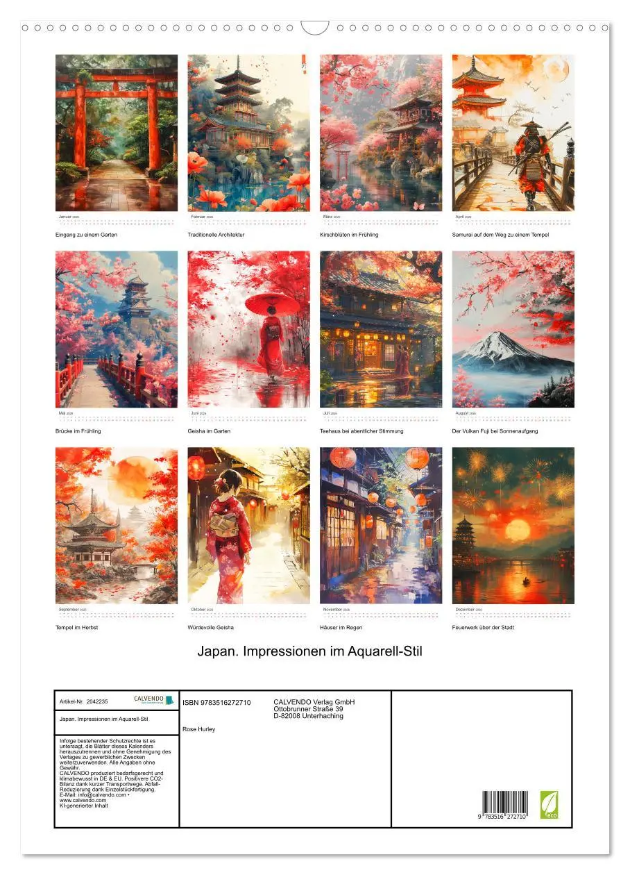 Bild: 9783516272710 | Japan. Impressionen im Aquarell-Stil (Wandkalender 2026 DIN A2...