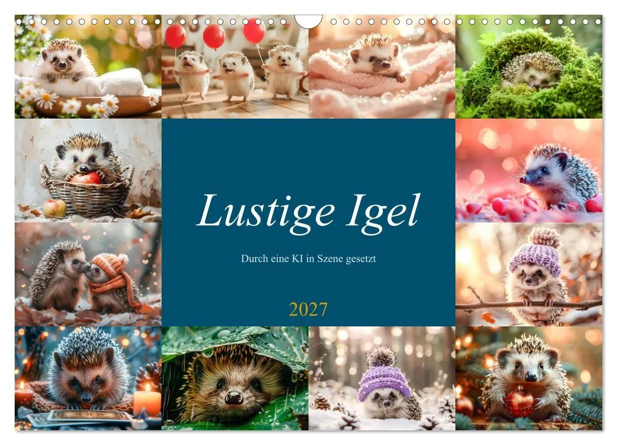 Cover: 9783569122710 | Lustige Igel (Wandkalender 2027 DIN A3 quer), CALVENDO Monatskalender